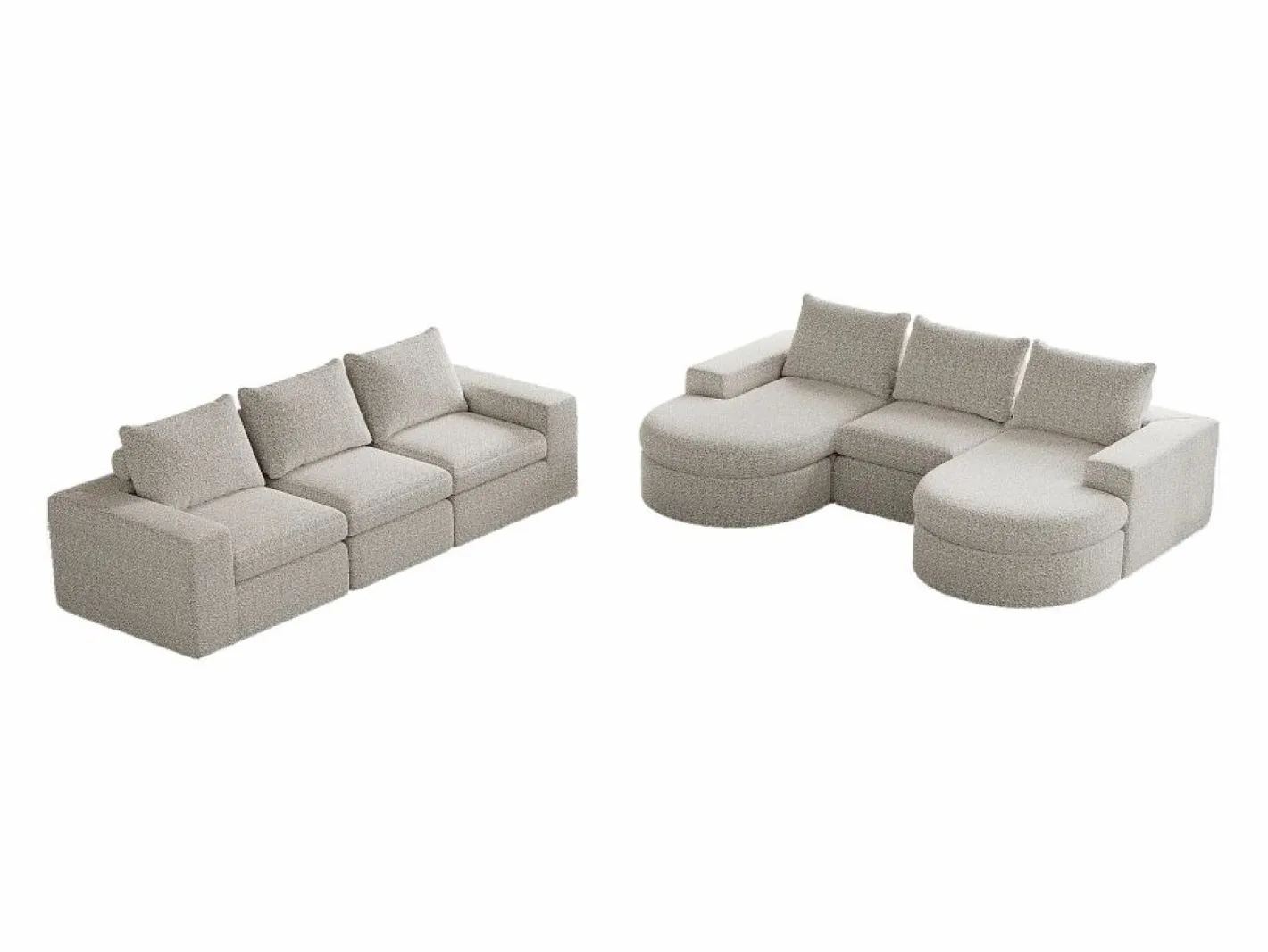Sofá esquinero modular de 6 plazas con chaise longue - Tejido chenilla - No requiere montaje^Hauss Spole New