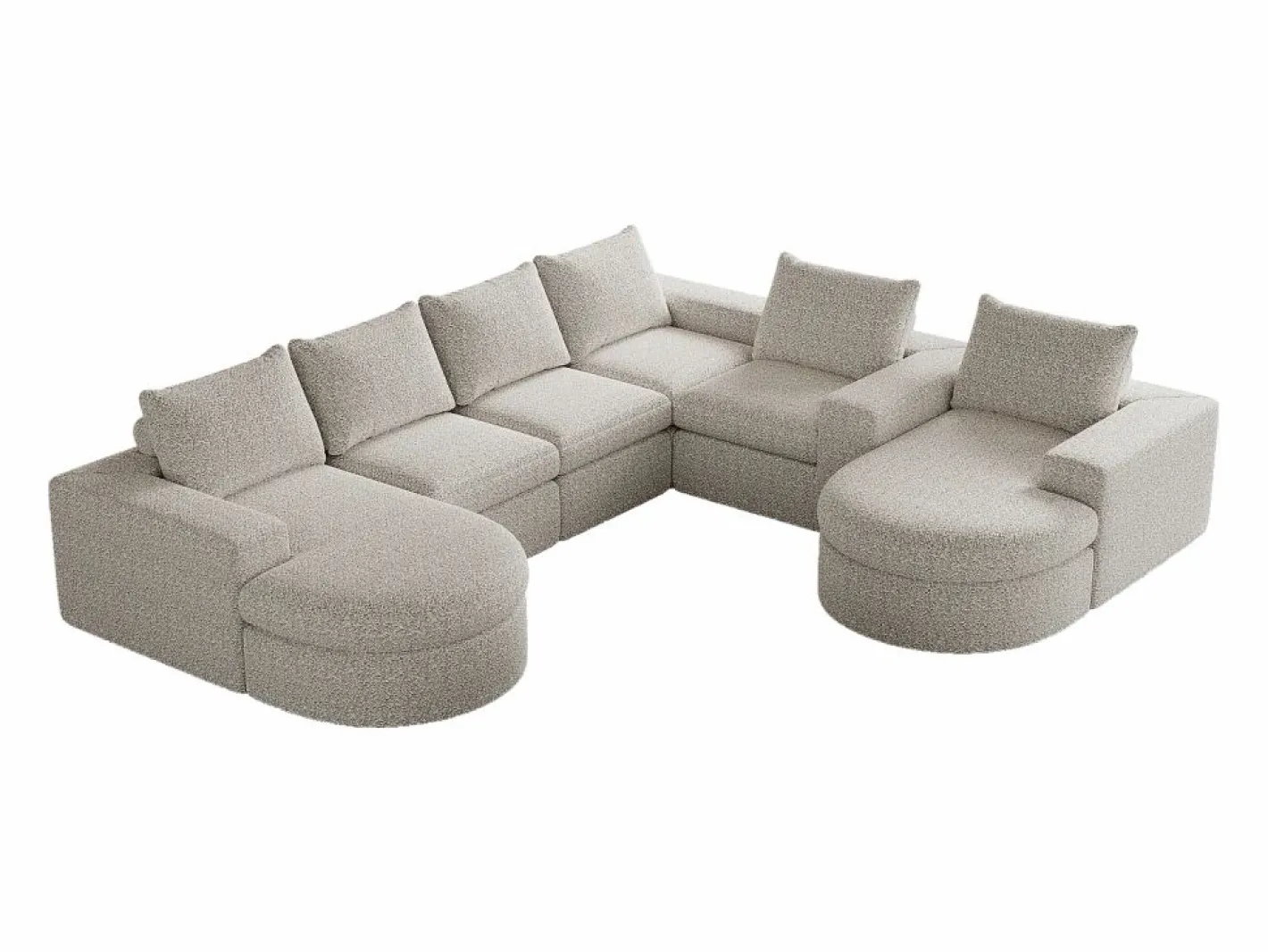 Sofá esquinero modular de 6 plazas con chaise longue - Tejido chenilla - No requiere montaje^Hauss Spole New