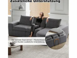 Sofá esquinero modular de 6 plazas con chaise longue - Tejido chenilla - No requiere montaje^Hauss Spole Hot