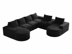 Hauss Spole Sofá esquinero modular de 6 plazas con chaise longue - Tejido chenilla - No requiere montaje Negro Discount