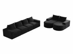 Hauss Spole Sofá esquinero modular de 6 plazas con chaise longue - Tejido chenilla - No requiere montaje Negro Discount