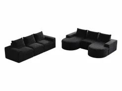 Hauss Spole Sofá esquinero modular de 6 plazas con chaise longue - Tejido chenilla - No requiere montaje Negro Discount