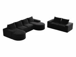 Hauss Spole Sofá esquinero modular de 6 plazas con chaise longue - Tejido chenilla - No requiere montaje Negro Discount