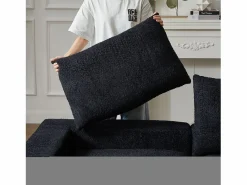 Hauss Spole Sofá esquinero modular de 6 plazas con chaise longue - Tejido chenilla - No requiere montaje Negro Discount