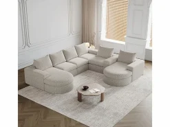 Sofá Esquinero Modular Reversible 6 Plazas, con 6 Cojines y Almohadas Cervicales, Tejido Chenilla, Salón DIY,^DripeX New