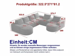 Sofá Esquinero Modular Reversible 6 Plazas, con 6 Cojines y Almohadas Cervicales, Tejido Chenilla, Salón DIY,^DripeX Best
