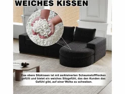 Sofá Esquinero Modular Reversible 6 Plazas, con 6 Cojines y Almohadas Cervicales, Tejido Chenilla, Salón DIY,^DripeX Best