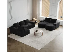 Sofá Esquinero Modular Reversible 6 Plazas, con 6 Cojines y Almohadas Cervicales, Tejido Chenilla, Salón DIY,^DripeX Best