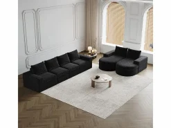 Sofá Esquinero Modular Reversible 6 Plazas, con 6 Cojines y Almohadas Cervicales, Tejido Chenilla, Salón DIY,^DripeX Best