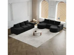 Sofá Esquinero Modular Reversible 6 Plazas, con 6 Cojines y Almohadas Cervicales, Tejido Chenilla, Salón DIY,^DripeX Best