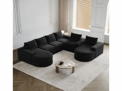 Sofá Esquinero Modular Reversible 6 Plazas, con 6 Cojines y Almohadas Cervicales, Tejido Chenilla, Salón DIY,^DripeX Best