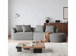 DripeX Sofás Club|Sofá Esquinero Recto Moderno Súper Grande 4 Plazas, con 4 Cojines, Chaise Longue Curva, Tejido Chenilla,