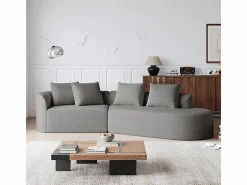DripeX Sofás Club|Sofá Esquinero Recto Moderno Súper Grande 4 Plazas, con 4 Cojines, Chaise Longue Curva, Tejido Chenilla,