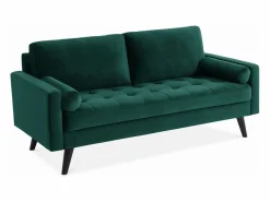 Sweeek Sofá Escandinavo|Sofá estilo escandinavo de terciopelo con patas de madera, 3 plazas