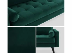 Sweeek Sofá Escandinavo|Sofá estilo escandinavo de terciopelo con patas de madera, 3 plazas