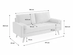 Sofá estilo escandinavo de terciopelo con patas de madera, 3 plazas^Sweeek Sale