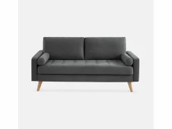 Sweeek Sofá Escandinavo|Sofá estilo escandinavo en tela lisa, 3 plazas gris oscuro