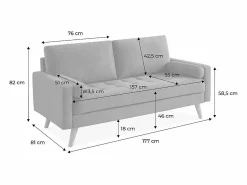Sweeek Sofá Escandinavo|Sofá estilo escandinavo en tela lisa, 3 plazas gris oscuro