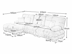 Sofá extragrande en forma de L, adecuado para el salón, con reposapiés, terciopelo acanalado,^KOMHTOM Best