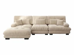 Sofá extragrande en forma de L, adecuado para el salón, con reposapiés, terciopelo acanalado,^KOMHTOM Best