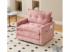 OKWISH Sofá individual giratorio de chenilla con reposabrazos y cojines, ideal para salón y dormitorio Rosa Discount
