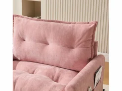 OKWISH Sofá individual giratorio de chenilla con reposabrazos y cojines, ideal para salón y dormitorio Rosa Discount