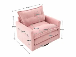 OKWISH Sofá individual giratorio de chenilla con reposabrazos y cojines, ideal para salón y dormitorio Rosa Discount