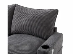 ModernLuxe Sofá moderno - 4 plazas - Reposapiés extraíble - Puertos USB - Compartimentos de almacenamiento + Portavasos - ​​​ Gris Discount
