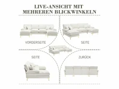 Merax Sofá moderno en forma de U - 272 x 136 x 88 cm - con 2 asientos reclinables para salón dormitorio - Chenilla - Beige Online