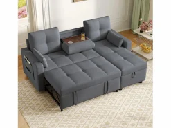 Sofá moderno en L - Sofá cama modular - Función de cama - Con almacenamiento - Con portavasos -^ModernLuxe Hot