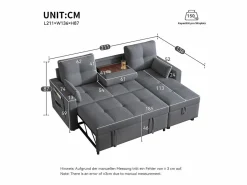 Sofá moderno en L - Sofá cama modular - Función de cama - Con almacenamiento - Con portavasos -^ModernLuxe Hot