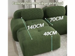 DripeX Sofá Modular|Sofás Club|Sofá modular 3 plazas + 3 pouf - pana - con 3 cojines - densidad asiento 32kg/m³ - 298x178x70cm -