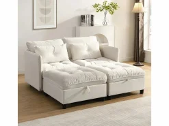 Sofá Modular 4 Plazas en Chenilla - con 8 Cojines y 4 Almacenamientos - Carga Máx. 500kg - 274x76x87cm -^DripeX Hot