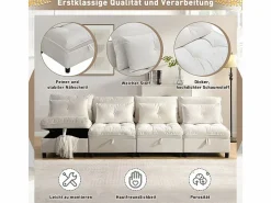 Sofá Modular 4 Plazas en Chenilla - con 8 Cojines y 4 Almacenamientos - Carga Máx. 500kg - 274x76x87cm -^DripeX Hot