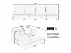 DripeX Sofás Club|Sofá Modular 4 Plazas en Chenilla - con 8 Cojines y 4 Almacenamientos - Carga Máx. 500kg - 274x76x87cm -