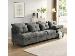 DripeX Sofás Club|Sofá Modular 4 Plazas en Chenilla - con 8 Cojines y 4 Almacenamientos - Carga Máx. 500kg - 274x76x87cm -