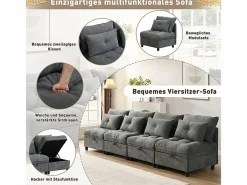 DripeX Sofás Club|Sofá Modular 4 Plazas en Chenilla - con 8 Cojines y 4 Almacenamientos - Carga Máx. 500kg - 274x76x87cm -