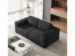 DripeX Sofá Modular 2 plazas en Pana, con 2 cojines, 202x101x82cm, Negro New