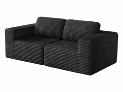 DripeX Sofá Modular 2 plazas en Pana, con 2 cojines, 202x101x82cm, Negro New