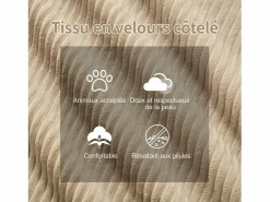 DripeX Sofá Modular 2 plazas en Pana, con otomana y 2 cojines, 204x177x69cm, Beige Hot