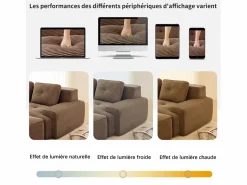 DripeX Sofá Modular 2 plazas en Pana, con otomana y 2 cojines, 204x177x69cm, Marrón Marru00f3n New