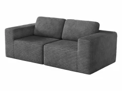 DripeX Sofá Modular 2 plazas en Pana, con 2 cojines, 202x101x82cm, Gris