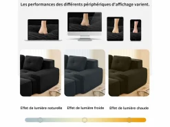 Sofá Modular 2 plazas en Pana, con otomana y 2 cojines, 204x177x69cm,^DripeX Best