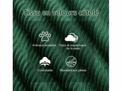 DripeX Sofá Modular|Sofás Club|Sofá Modular 2 plazas en Pana, con otomana y 2 cojines, 204x177x69cm,