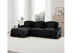 Sofá Modular 3 plazas Estilo Mid Century Falda removible Versátil Chenilla^ New
