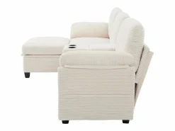 Sofá modular Amplio para familia estructura resistente asientos profundos pana Beige Clearance