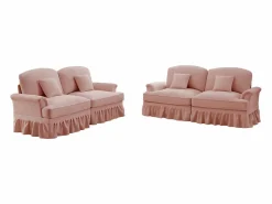 Sofá modular componible respaldo segmentado patas huso asiento cómodo chenille Rosa Outlet