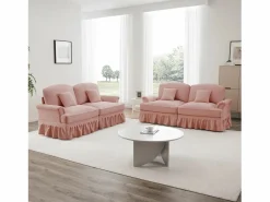 Sofá modular componible respaldo segmentado patas huso asiento cómodo chenille Rosa Outlet