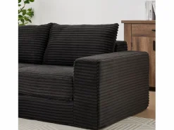Hauss Spole Sofá Modular|Sofá modular convertible de 2 plazas con otomanas extraíbles - Pana negra