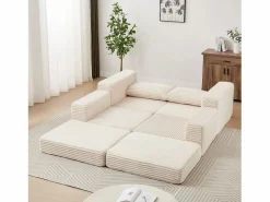 Hauss Spole Sofá modular convertible de 2 plazas con otomanas extraíbles - Pana Beige New